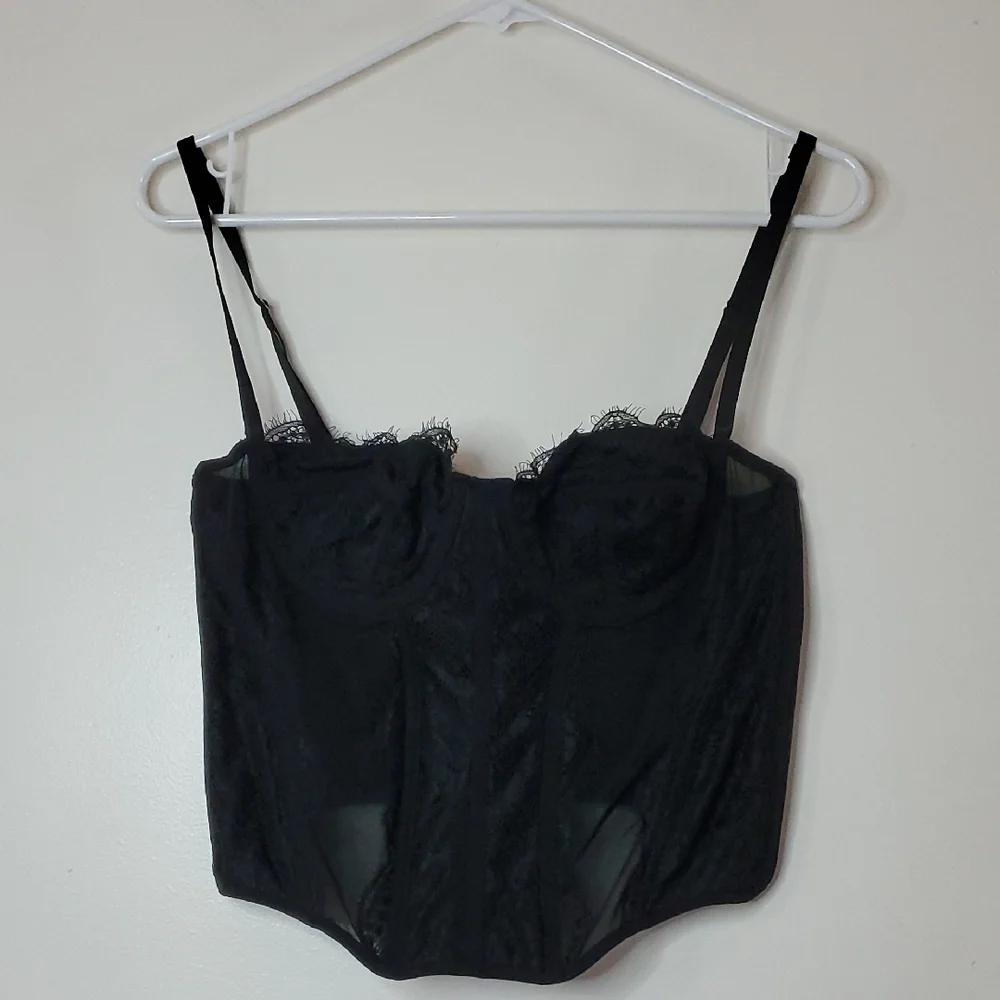 Dealmore Black Corset Tank Size Large Grunge Mesh Lace